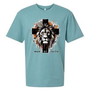 Man Of Faith Lion Of Juda Jesus Christ Cross Christian Catholic Sueded Cloud Jersey T-Shirt