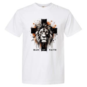 Man Of Faith Lion Of Juda Jesus Christ Cross Christian Catholic Garment-Dyed Heavyweight T-Shirt