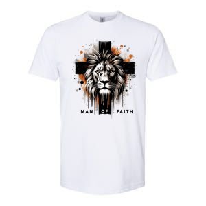 Man Of Faith Lion Of Juda Jesus Christ Cross Christian Catholic Softstyle CVC T-Shirt