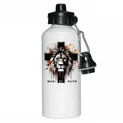 Man Of Faith Lion Of Juda Jesus Christ Cross Christian Catholic Aluminum Water Bottle 