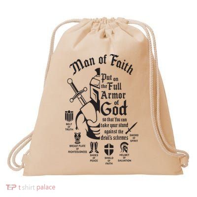 Man of faith put on the full armor of god christian Drawstring Bag