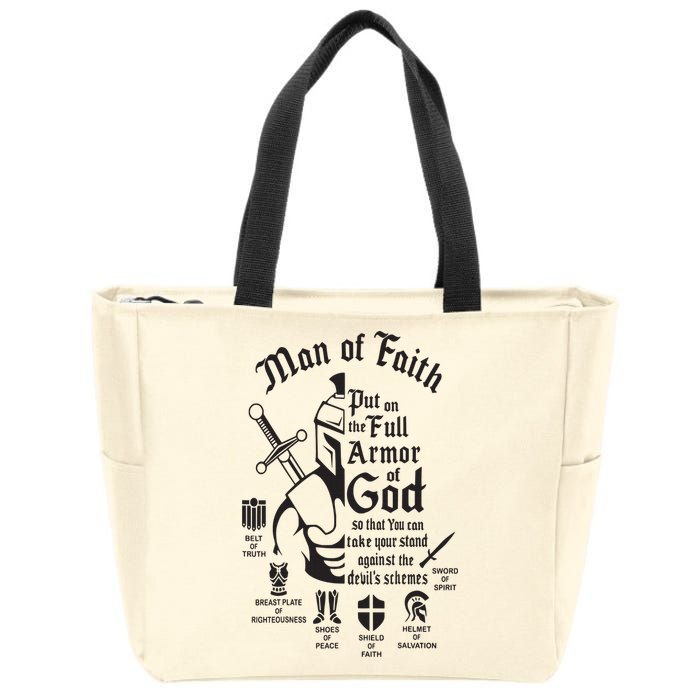 Man of faith put on the full armor of god christian Zip Tote Bag