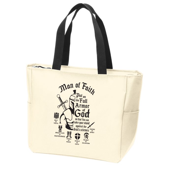 Man of faith put on the full armor of god christian Zip Tote Bag