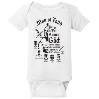 Man of faith put on the full armor of god christian Baby Bodysuit