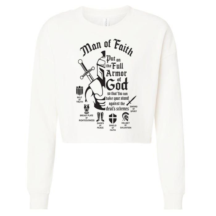 Man of faith put on the full armor of god christian Cropped Pullover Crew