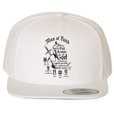 Man of faith put on the full armor of god christian Wool Snapback Cap