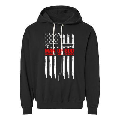 Man Of God Husband Dad Grandpa USA United States Flag Dad Father's Day Garment-Dyed Fleece Hoodie