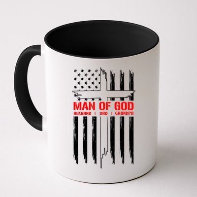 Man Of God Husband Dad Grandpa USA United States Flag Dad Father's Day Mug