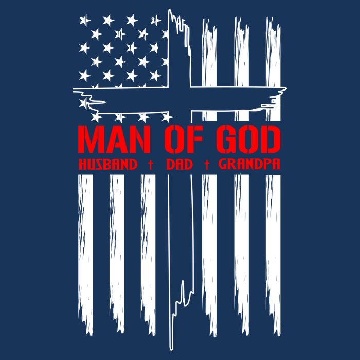 Man Of God Husband Dad Grandpa USA United States Flag Dad Father's Day Full Zip Hoodie