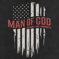 Man Of God Husband Dad Grandpa United States Flag Father's Day 7 Panel Mesh Trucker Snapback Hat