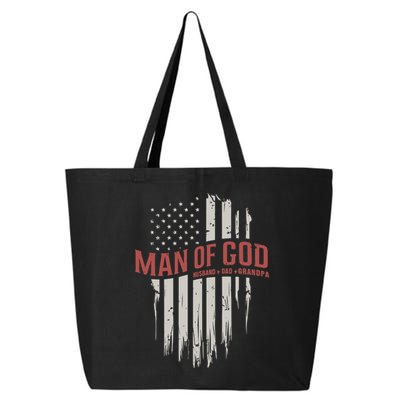 Man Of God Husband Dad Grandpa United States Flag Father's Day 25L Jumbo Tote