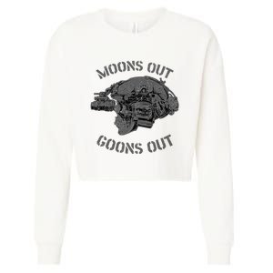 MoonS Out Goons Out Skull Helmet Nvgs Nsw Swcc Dbg Pin Cropped Pullover Crew