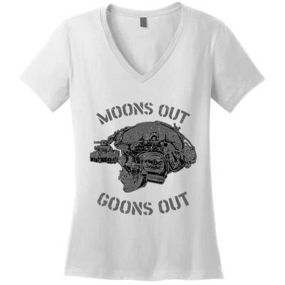 MoonS Out Goons Out Skull Helmet Nvgs Nsw Swcc Dbg Pin Women's V-Neck T-Shirt