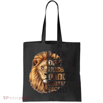 Man Of God Husband Daddy Protector Hero Dad Lion Father's Day Bag