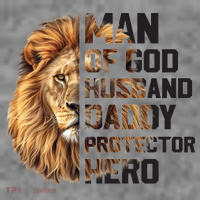 Man Of God Husband Daddy Protector Hero Dad Lion Father's Day Premium T-Shirt