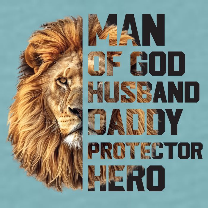 Man Of God Husband Daddy Protector Hero Dad Lion Father's Day Sueded Cloud Jersey T-Shirt