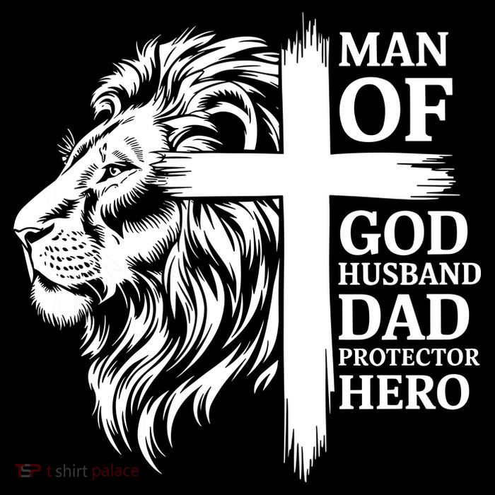 Man Of God Husband Daddy Protector Hero Dad Lion Jesus Cross Flexfit Unipanel Trucker Cap