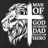 Man Of God Husband Daddy Protector Hero Dad Lion Jesus Cross 15oz Campfire Ceramic Mug