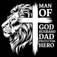 Man Of God Husband Daddy Protector Hero Dad Lion Jesus Cross Full Zip Hoodie