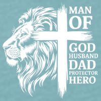 Man Of God Husband Daddy Protector Hero Dad Lion Jesus Cross Sueded Cloud Jersey T-Shirt