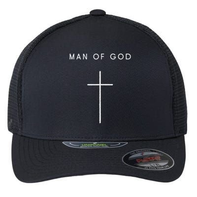 Man Of God Cross Minimalist Christian Religious Jesus Flexfit Unipanel Trucker Cap