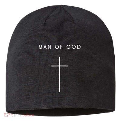 Man Of God Cross Minimalist Christian Religious Jesus Sustainable Beanie