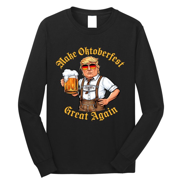 Make Oktoberfest Great Again Funny Trump Drink Beer Prost Long Sleeve Shirt