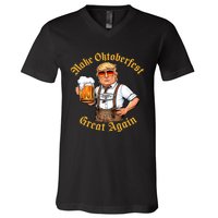 Make Oktoberfest Great Again Funny Trump Drink Beer Prost V-Neck T-Shirt