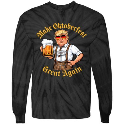 Make Oktoberfest Great Again Funny Trump Drink Beer Prost Tie-Dye Long Sleeve Shirt