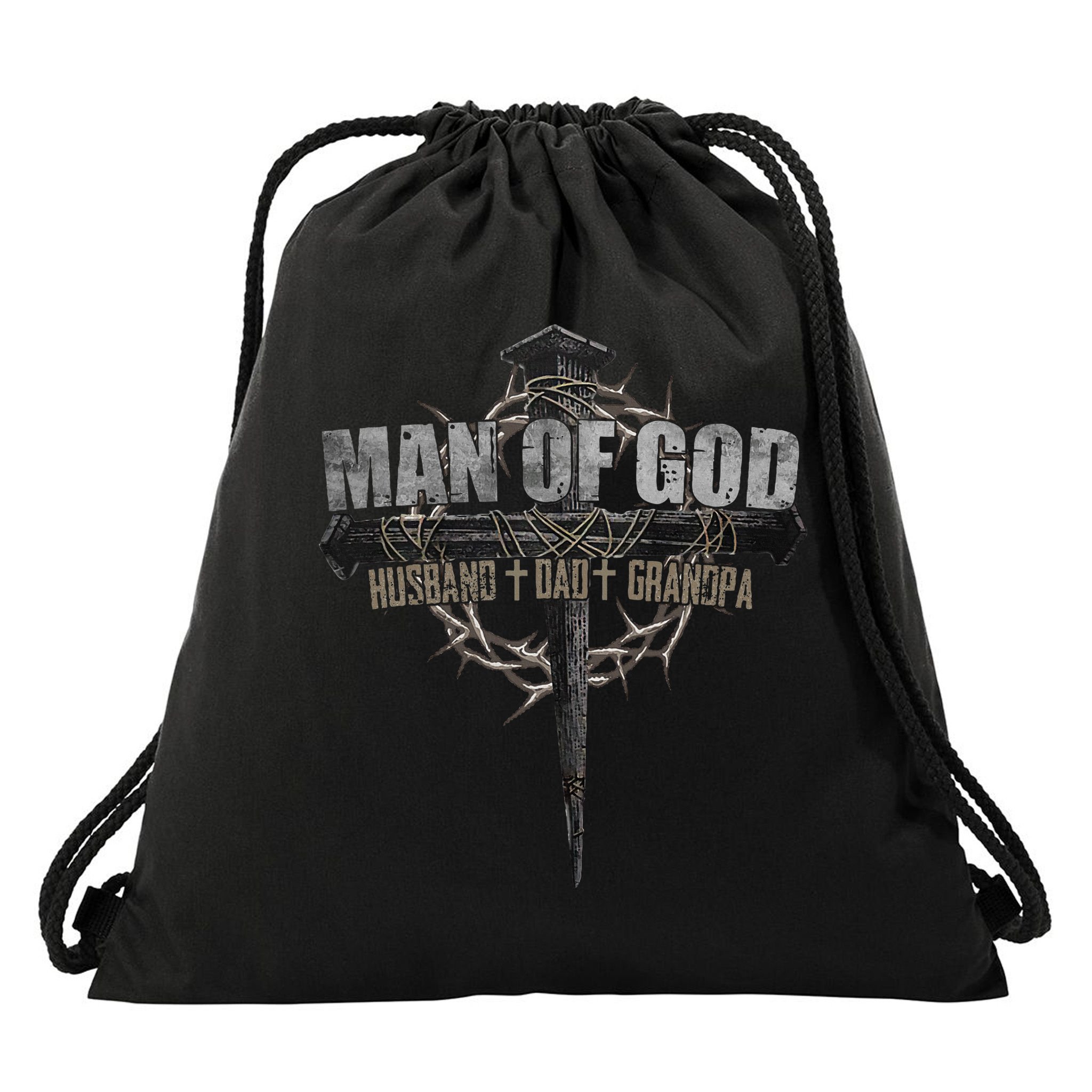 Man Of God Husband Dad Grandpa Drawstring Bag