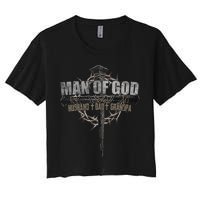 Man Of God Husband Dad Grandpa Women's Crop Top Tee