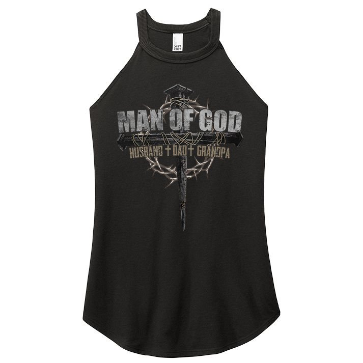 Man Of God Husband Dad Grandpa Women's Perfect Tri Rocker Tank