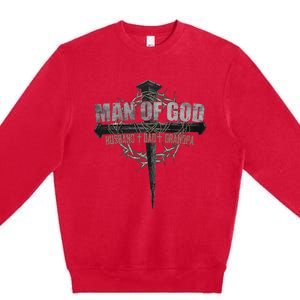 Man Of God Husband Dad Grandpa Premium Crewneck Sweatshirt