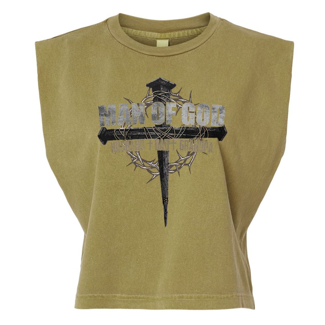 Man Of God Husband Dad Grandpa Garment-Dyed Women's Muscle Tee