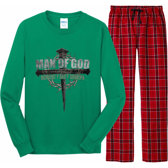 Man Of God Husband Dad Grandpa Long Sleeve Pajama Set