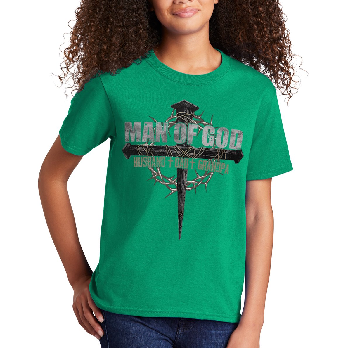 Man Of God Husband Dad Grandpa Kids T-Shirt