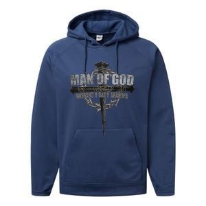 Man Of God Husband Dad Grandpa Performance Fleece Hoodie