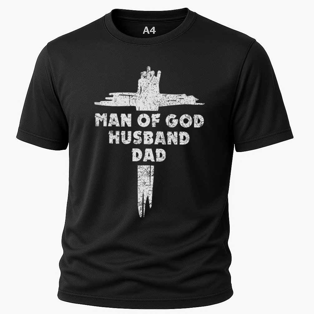 Man Of God Husband Dad Christian Faith Fathers Day Dad Gift Cooling Performance Crew T-Shirt