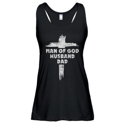 Man Of God Husband Dad Christian Faith Fathers Day Dad Gift Ladies Essential Flowy Tank