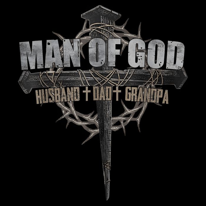 Man Of God Husband Dad Grandpa Cross Christian Sustainable Bucket Hat