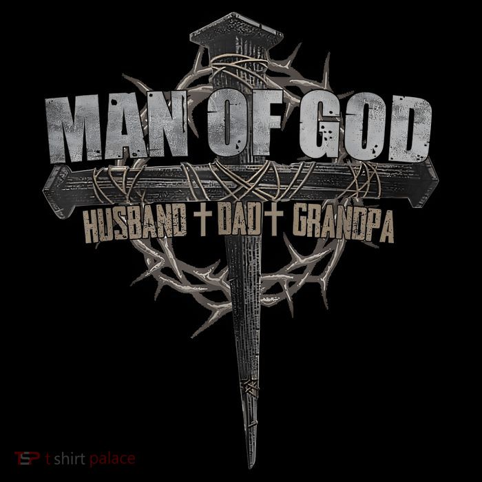 Man Of God Husband Dad Grandpa Cross Christian Button