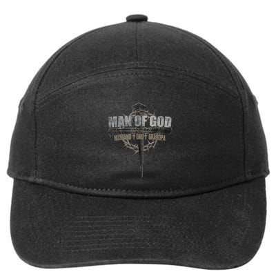 Man Of God Husband Dad Grandpa Cross Christian 7-Panel Snapback Hat