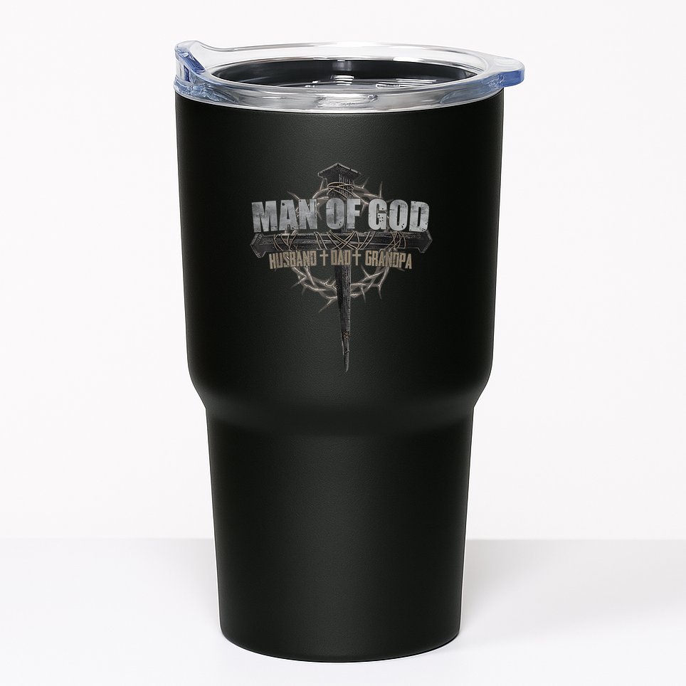 Man Of God Husband Dad Grandpa Cross Christian Tumbler