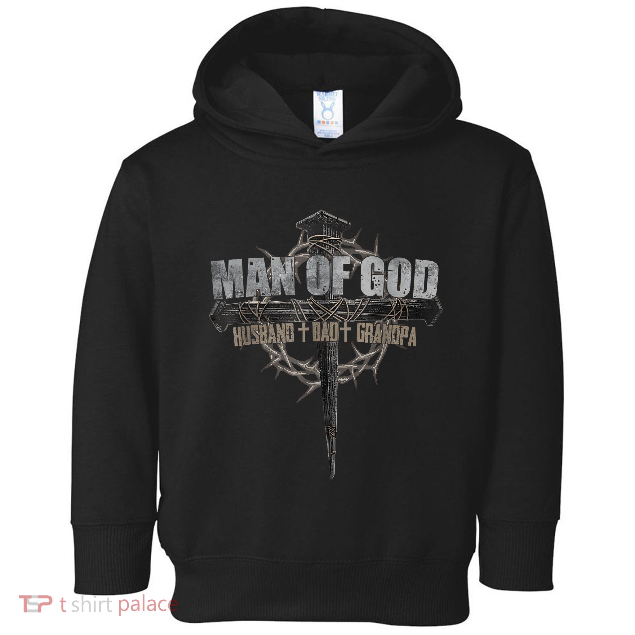Man Of God Husband Dad Grandpa Cross Christian Toddler Hoodie