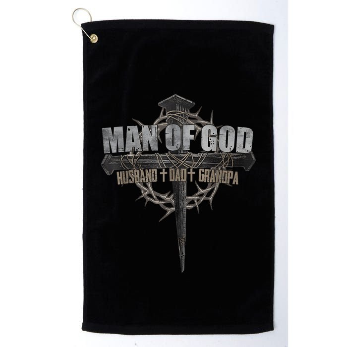 Man Of God Husband Dad Grandpa Cross Christian Golf Towel