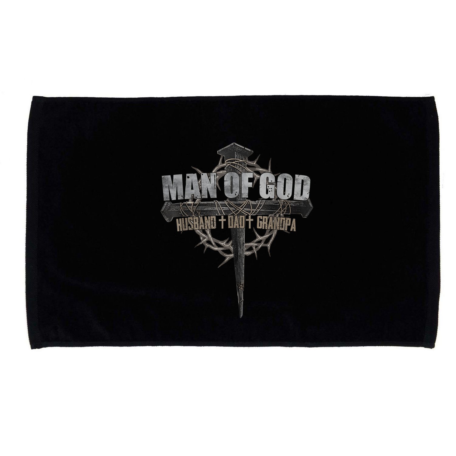 Man Of God Husband Dad Grandpa Cross Christian Microfiber Hand Towel