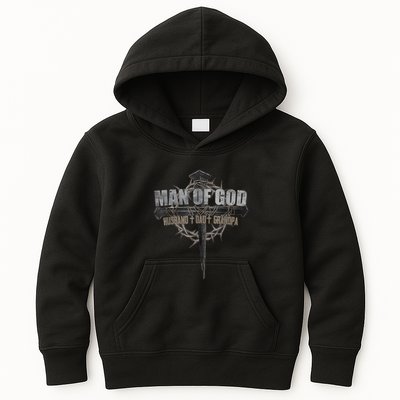 Man Of God Husband Dad Grandpa Cross Christian Kids Hoodie