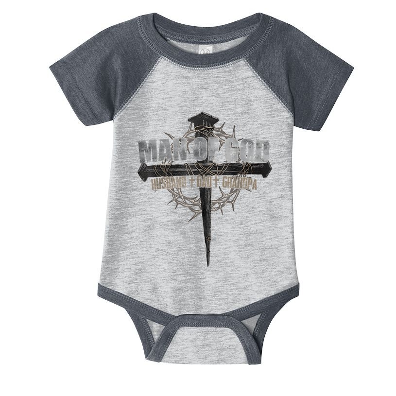 Man Of God Husband Dad Grandpa Cross Christian Infant Baby Jersey Bodysuit