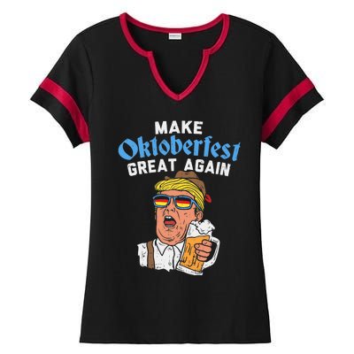 Make Oktoberfest Great Again Funny Trump Drink Beer Mug Gift Ladies Halftime Notch Neck Tee