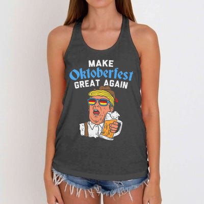 Make Oktoberfest Great Again Funny Trump Drink Beer Mug Gift Women's Knotted Racerback Tank